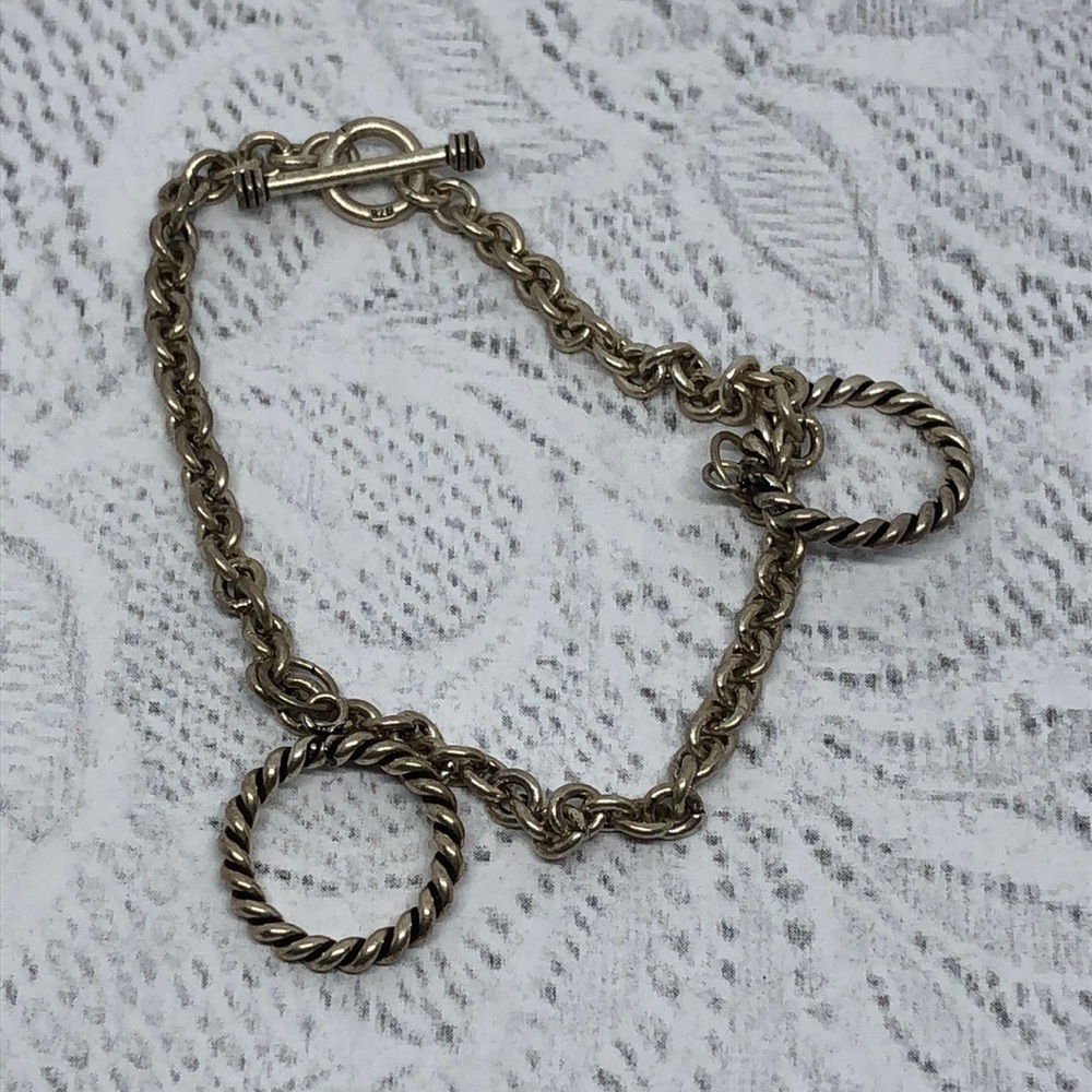 Artisan Solid Sterling Silver Circular Charms Bra… - image 1